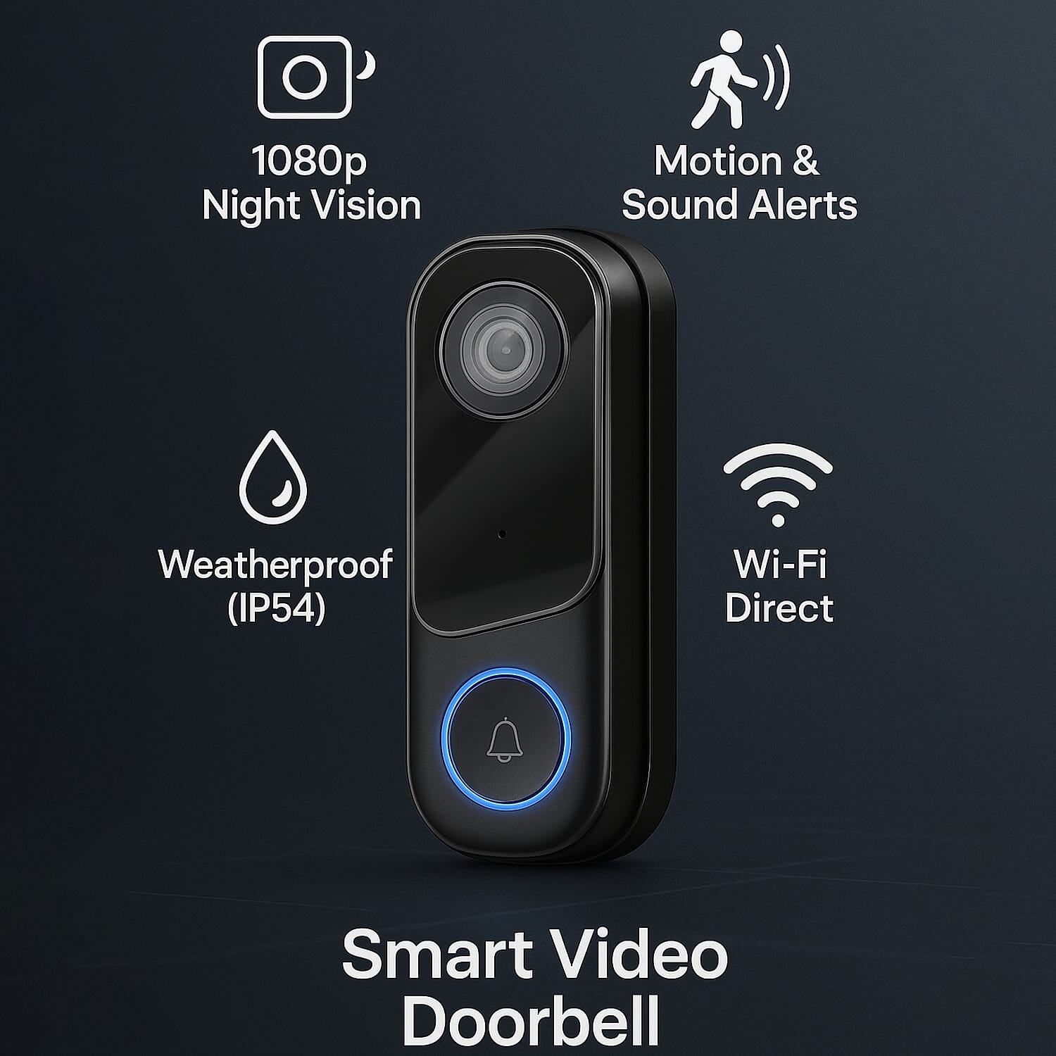 ONE TIME DEAL - Alpina Smart Home Wireless Bell with Camera - Doorbell - WiFi - Video - Full HD - Intercom - Night Vision - Motion Sensor