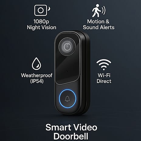 ONE TIME DEAL - Alpina Smart Home Wireless Bell with Camera - Doorbell - WiFi - Video - Full HD - Intercom - Night Vision - Motion Sensor