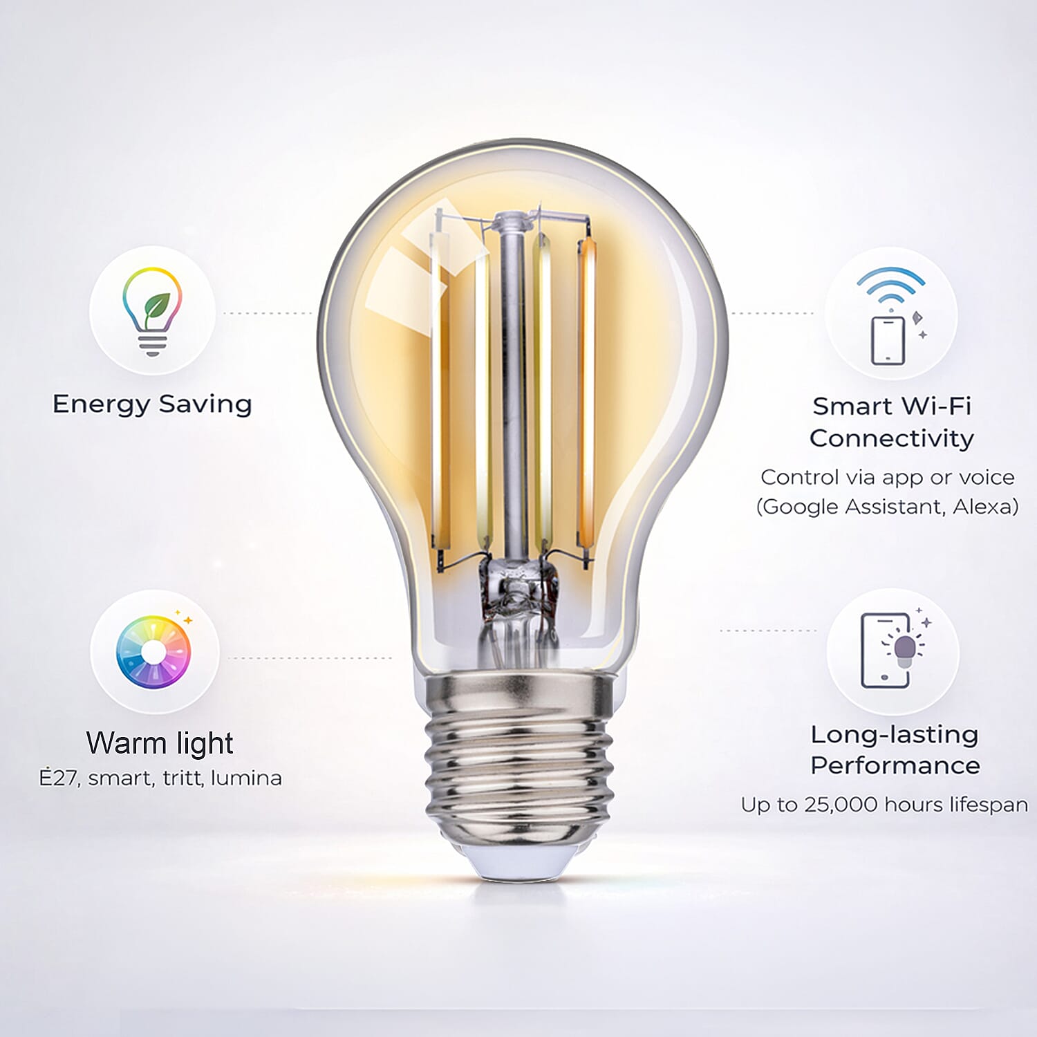 Alpina RGB Smart Wi-Fi Bulb E27 7W - Retro Style
