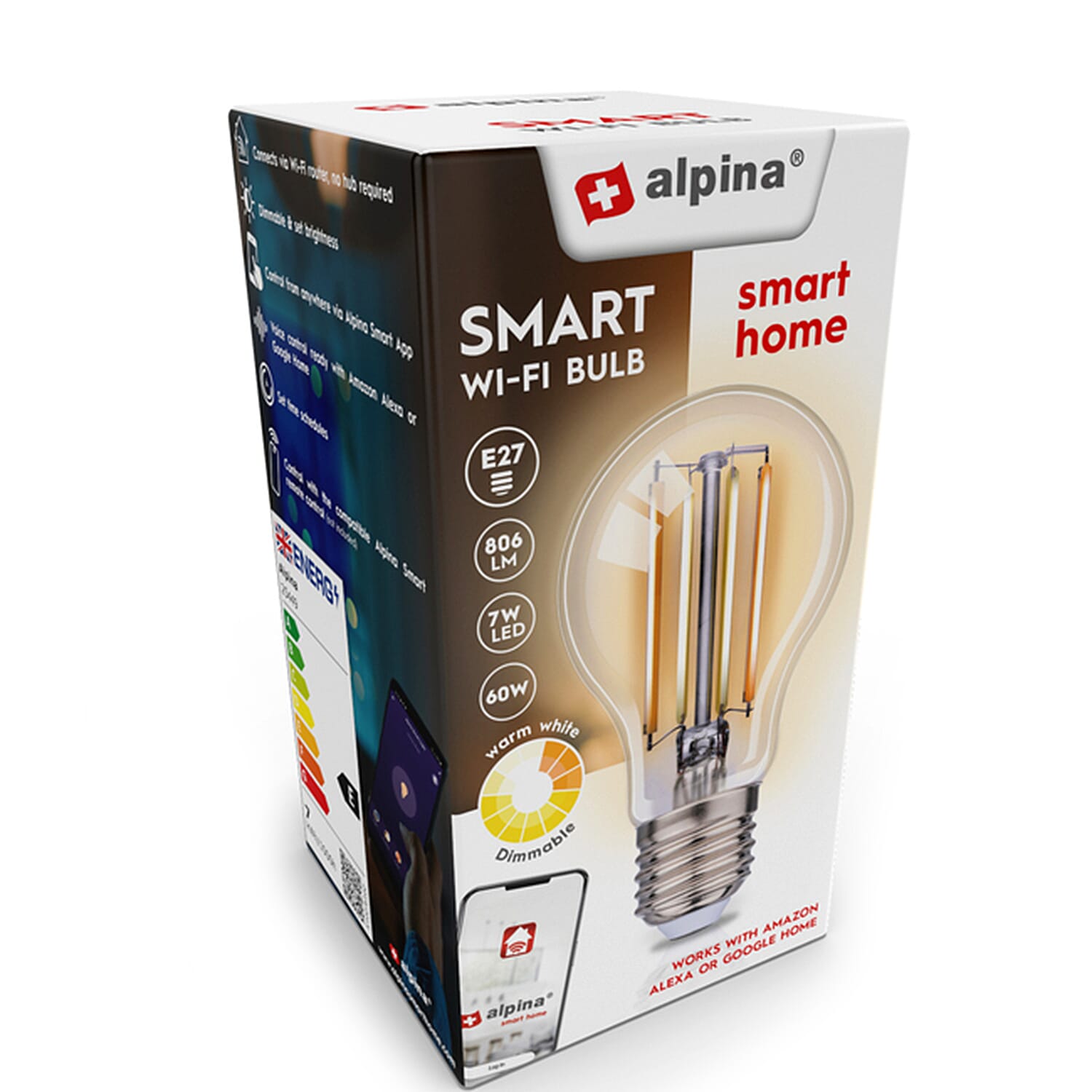 Alpina RGB Smart Wi-Fi Bulb E27 7W - Retro Style