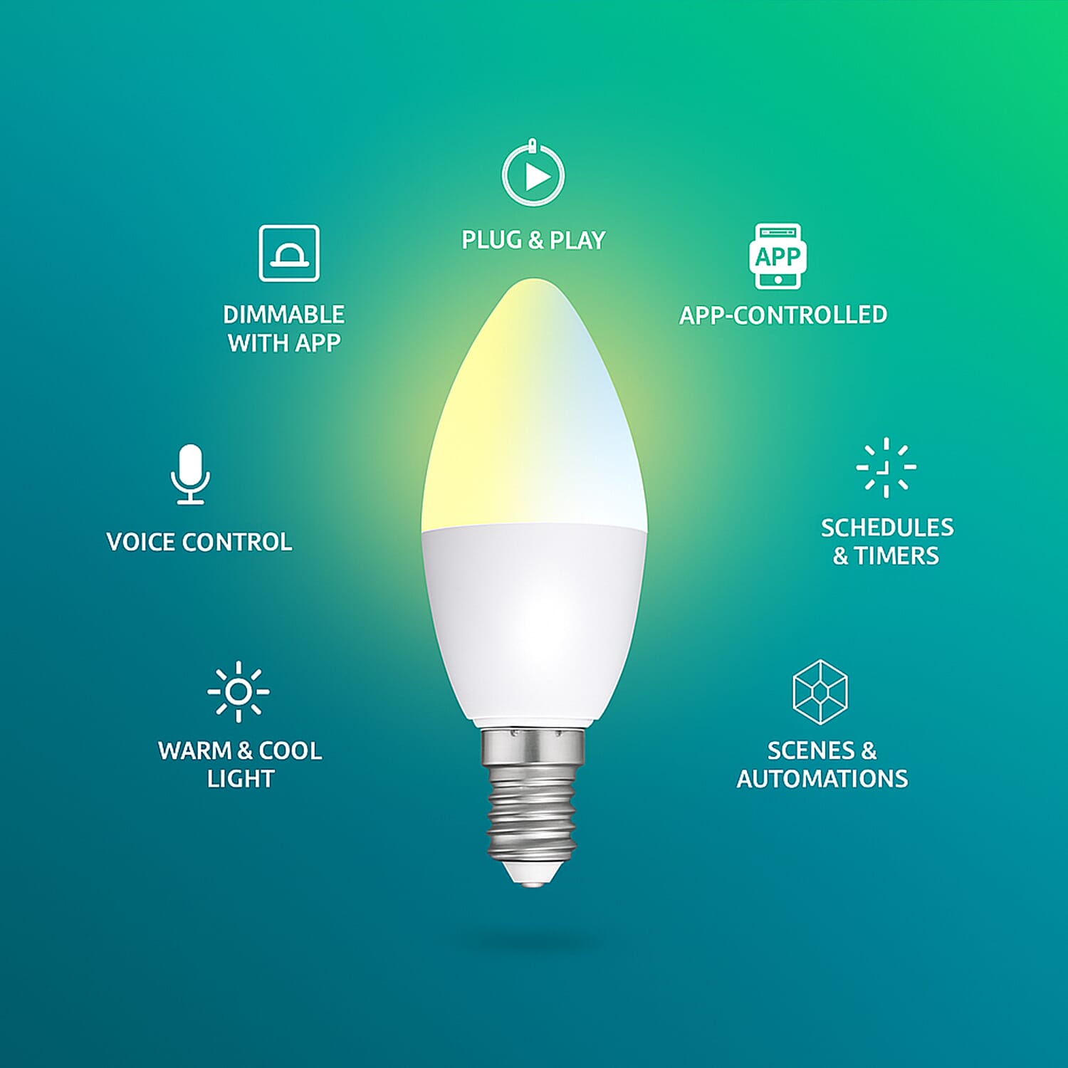 Alpina Smart Wi-Fi E14 LED Bulb (5W) - Voice and App Controlled Lighting