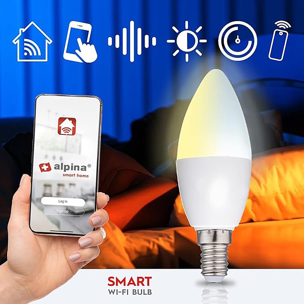 Alpina Smart Wi-Fi E14 LED Bulb (5W) - Voice and App Controlled Lighting