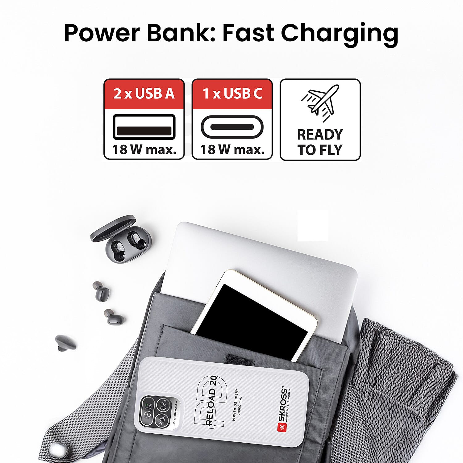 Sk-ross Powerbank 20,000 mAh - White