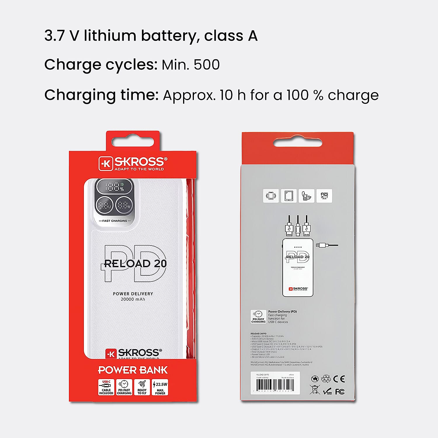 Sk-ross Powerbank 20,000 mAh - White