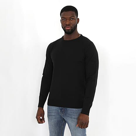 Brave Soul Crew Neck Jumper (Size L) - Jet Black