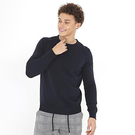 Brave Soul Crew Neck Jumper (Size L) - Midnight Navy