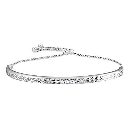 NY Close Out Deal - Diamond-Cut Adjustable Bolo Bangle in Sterling Silver