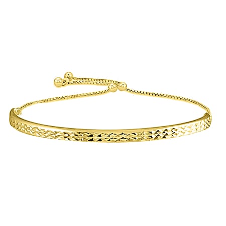 NY Close Out Deal - Diamond-Cut Adjustable Bolo Bangle in Yellow Gold Overlay Sterling Silver