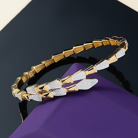 White Diamond  Full Bangle Pure Yellow Brass  0.01 ct  0.005  Ct.