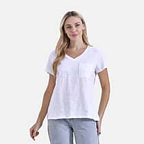 La Marey 100% Cotton V-Neck Casual Top