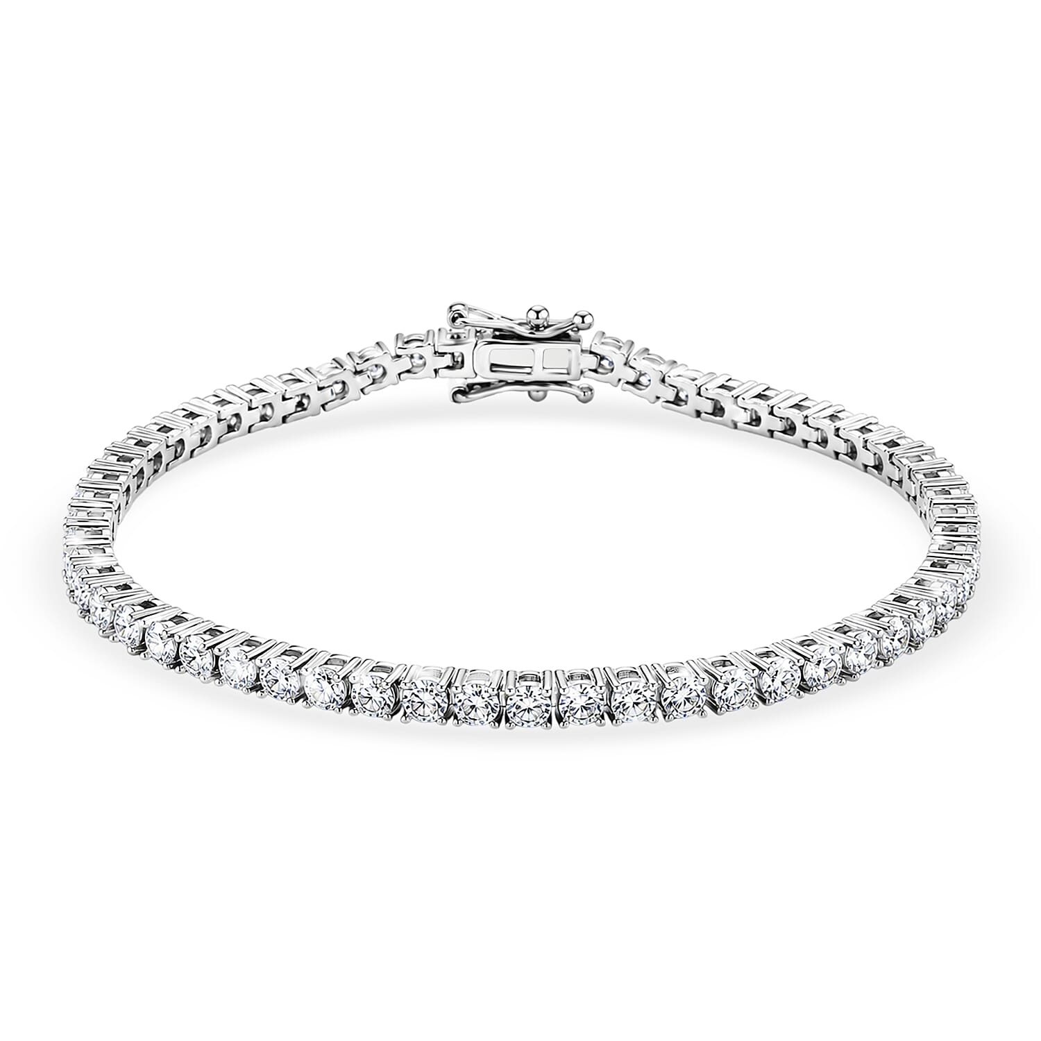 RADIANTA Moissanite - GRA Certified D-VVS1 Moissanite Line Bracelet (Size - 7.5) in Rhodium Overlay Sterling Silver 6.22 Ct.