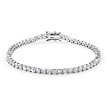 RADIANTA Moissanite - GRA Certified D-VVS1 Moissanite Line Bracelet in Rhodium Overlay Sterling Silver 7 Inch