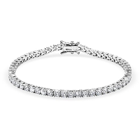 RADIANTA Moissanite - GRA Certified D-VVS1 Moissanite Line Bracelet (Size - 8) in Rhodium Overlay Sterling Silver 6.67 Ct.