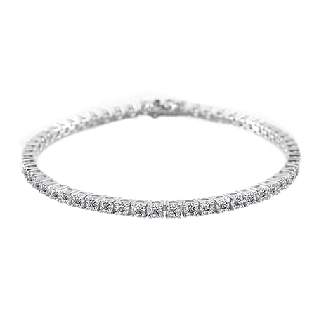 RADIANTA Moissanite - GRA Certified D-VVS1 Moissanite Line Bracelet (Size - 8) in Rhodium Overlay Sterling Silver 6.67 Ct.