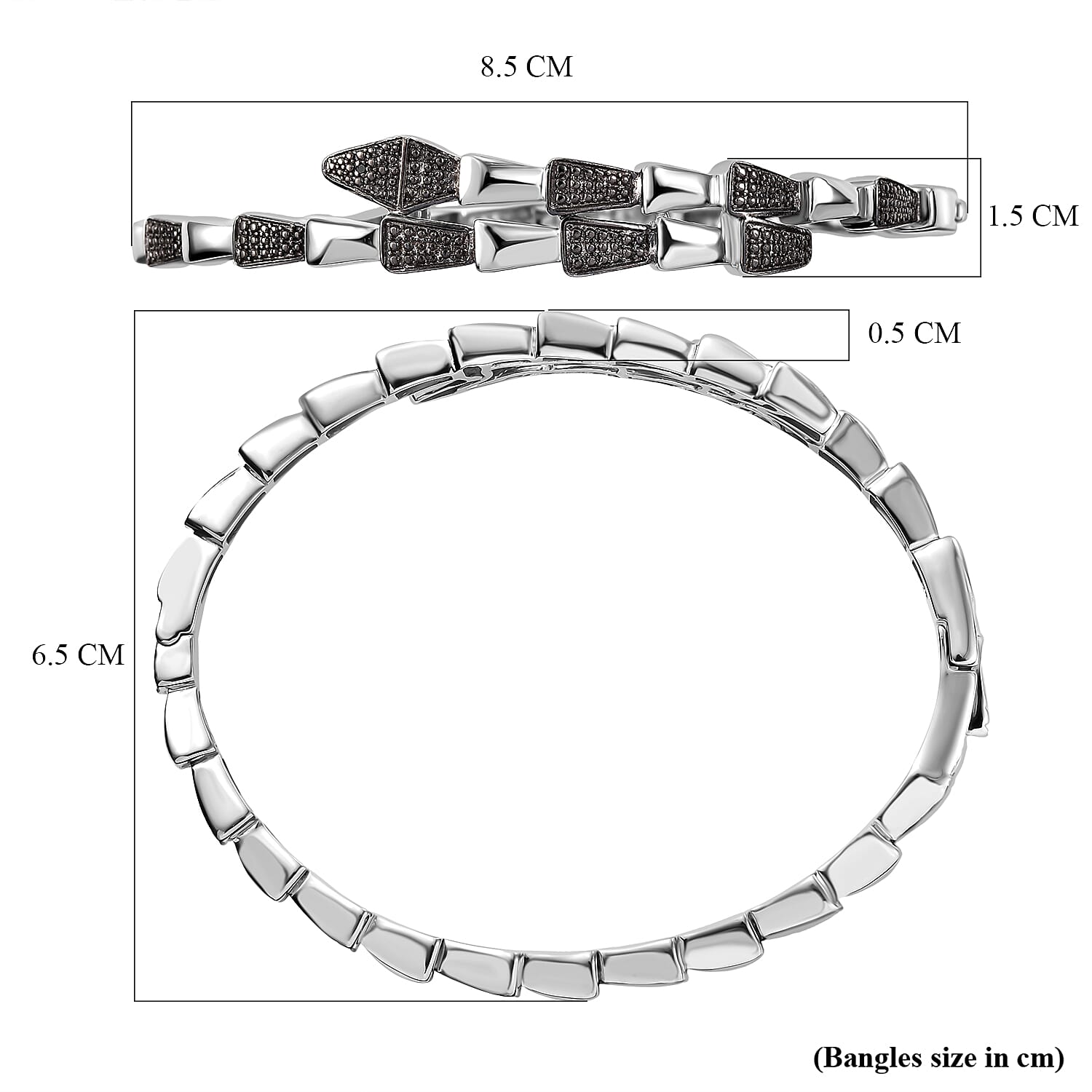 Year Of The Snake - Designer Inspired Serpent Black Diamond Bangle Year Of The Snake - Designer Inspired Serpent Black Diamond Bangle