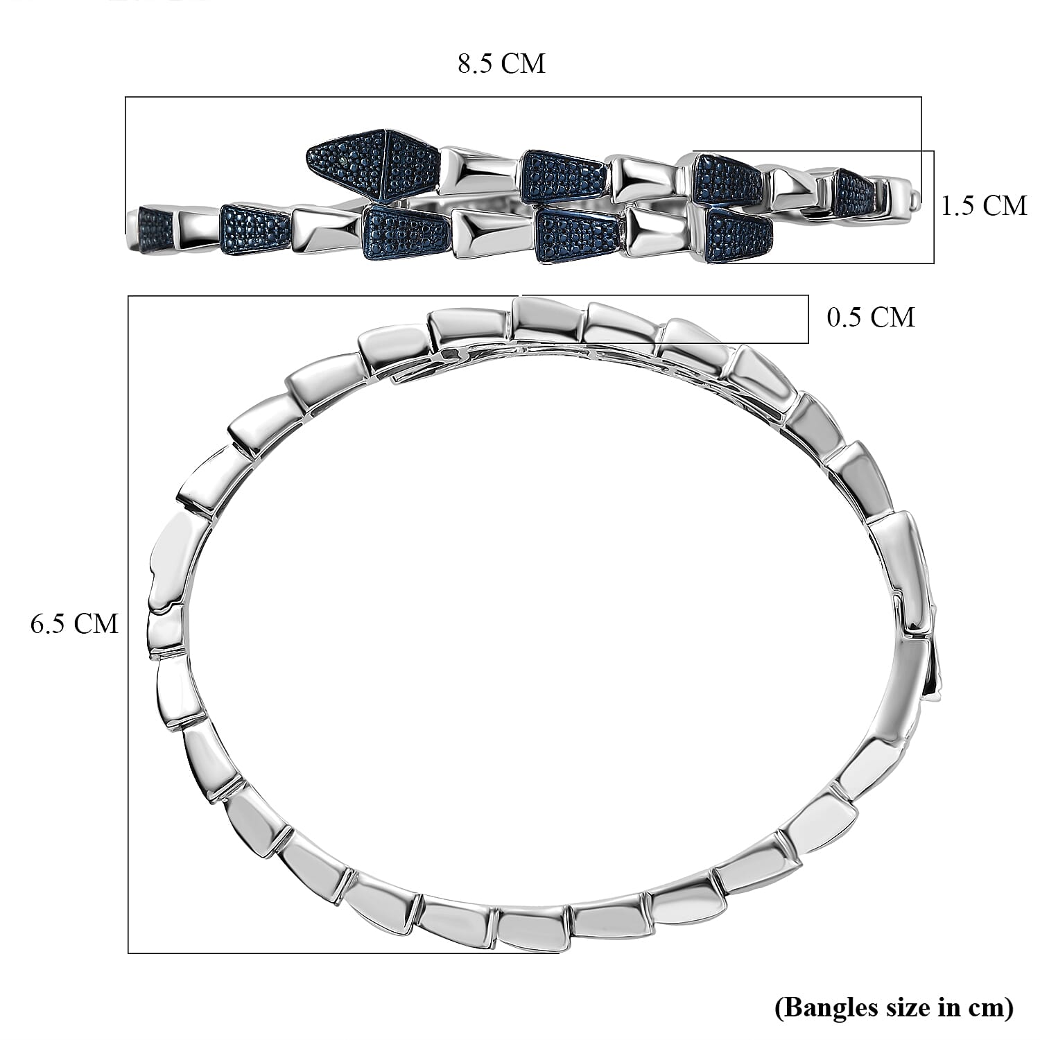 Year Of The Snake - Designer Inspired Serpent Blue Diamond Bangle Year Of The Snake - Designer Inspired Serpent Blue Diamond Bangle