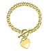 NY Close Out - Designer Inspired Heart Bracelet in Yellow Gold Tone With T-Bar Clasp (Size - 7.5)