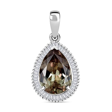 Rhapsody 950 Platinum AAAA Turkizite (4.03 Ct) with Natural White Diamond (0.32 Ct)  (VS-E-F) Pendant 4.35 Ct.