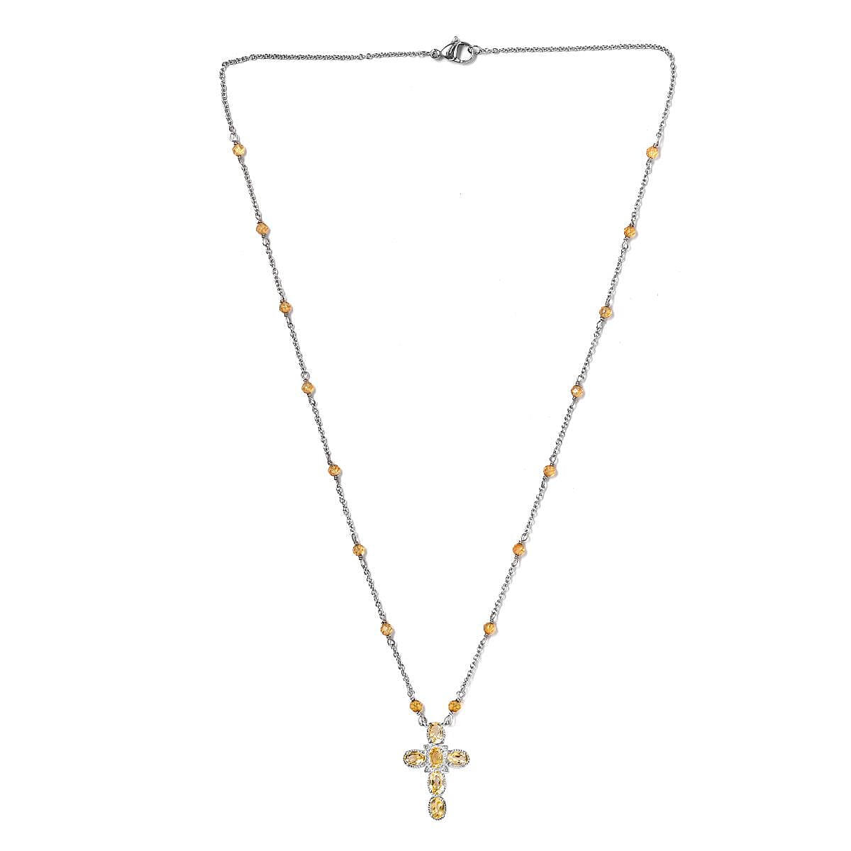 Citrine Necklace (Size - 20) in Silver Tone 5.61 Ct.