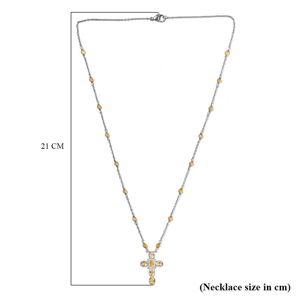 Citrine Necklace (Size - 20) in Silver Tone 5.61 Ct.