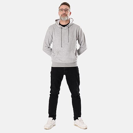 100% Fleece Cotton Flannel Hoodie (Size S) - Grey