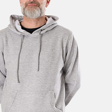 100% Fleece Cotton Flannel Hoodie (Size S) - Grey