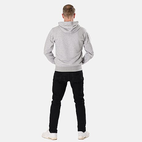 100% Fleece Cotton Flannel Hoodie (Size L) - Grey