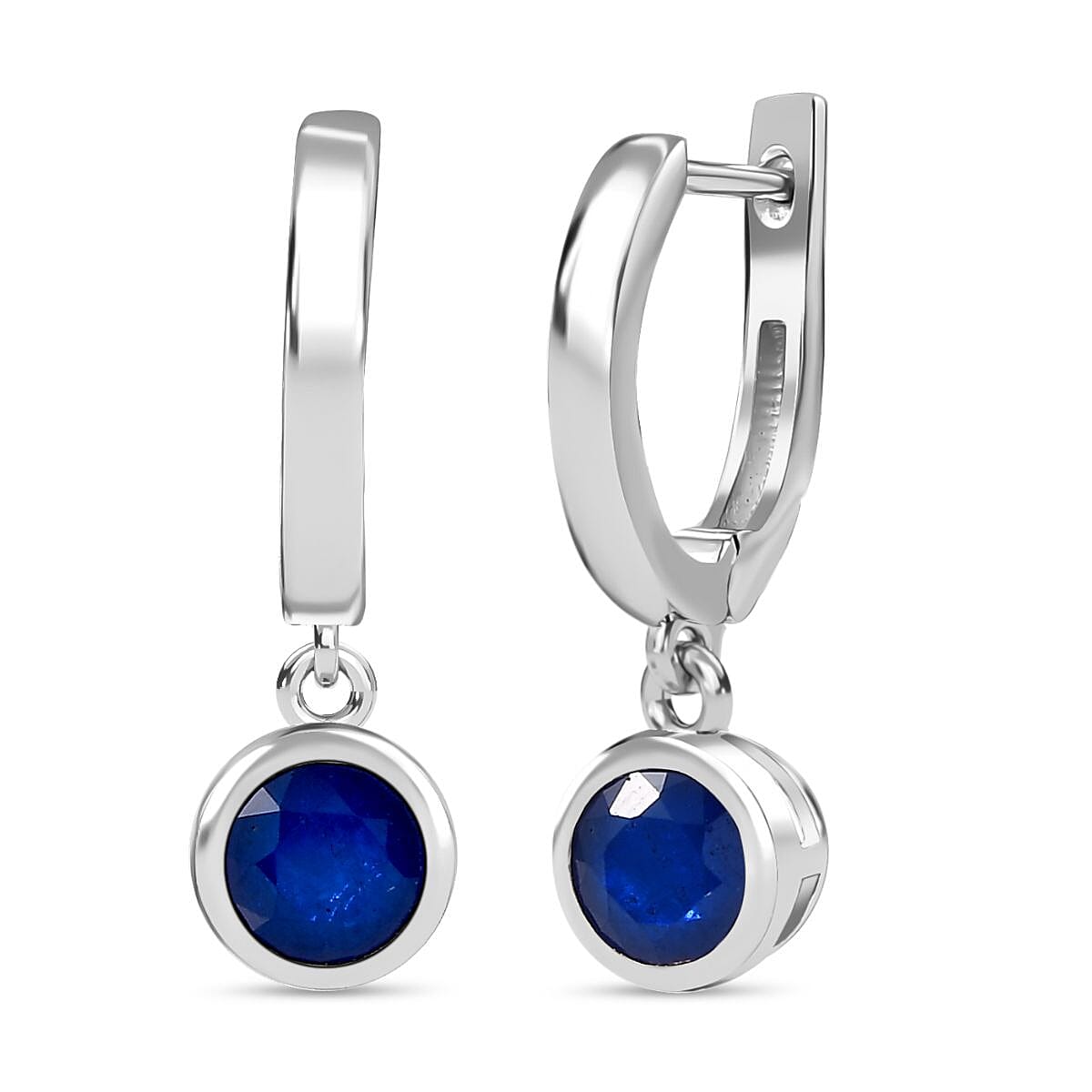 Premium Vietnamese Cobalt Blue Spinel Hoop Earring in Rhodium Overlay Sterling Silver 2.14 Ct.