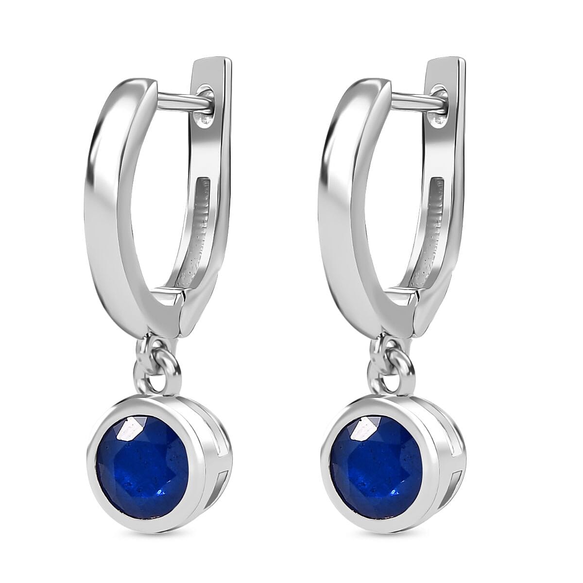 Premium Vietnamese Cobalt Blue Spinel Hoop Earring in Rhodium Overlay Sterling Silver 2.14 Ct.