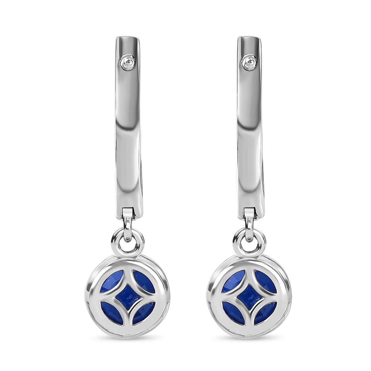 Premium Vietnamese Cobalt Blue Spinel Hoop Earring in Rhodium Overlay Sterling Silver 2.14 Ct.