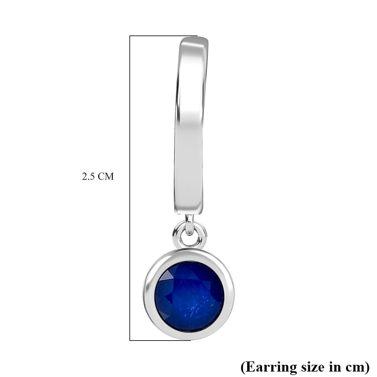 Premium Vietnamese Cobalt Blue Spinel Hoop Earring in Rhodium Overlay Sterling Silver 2.14 Ct.