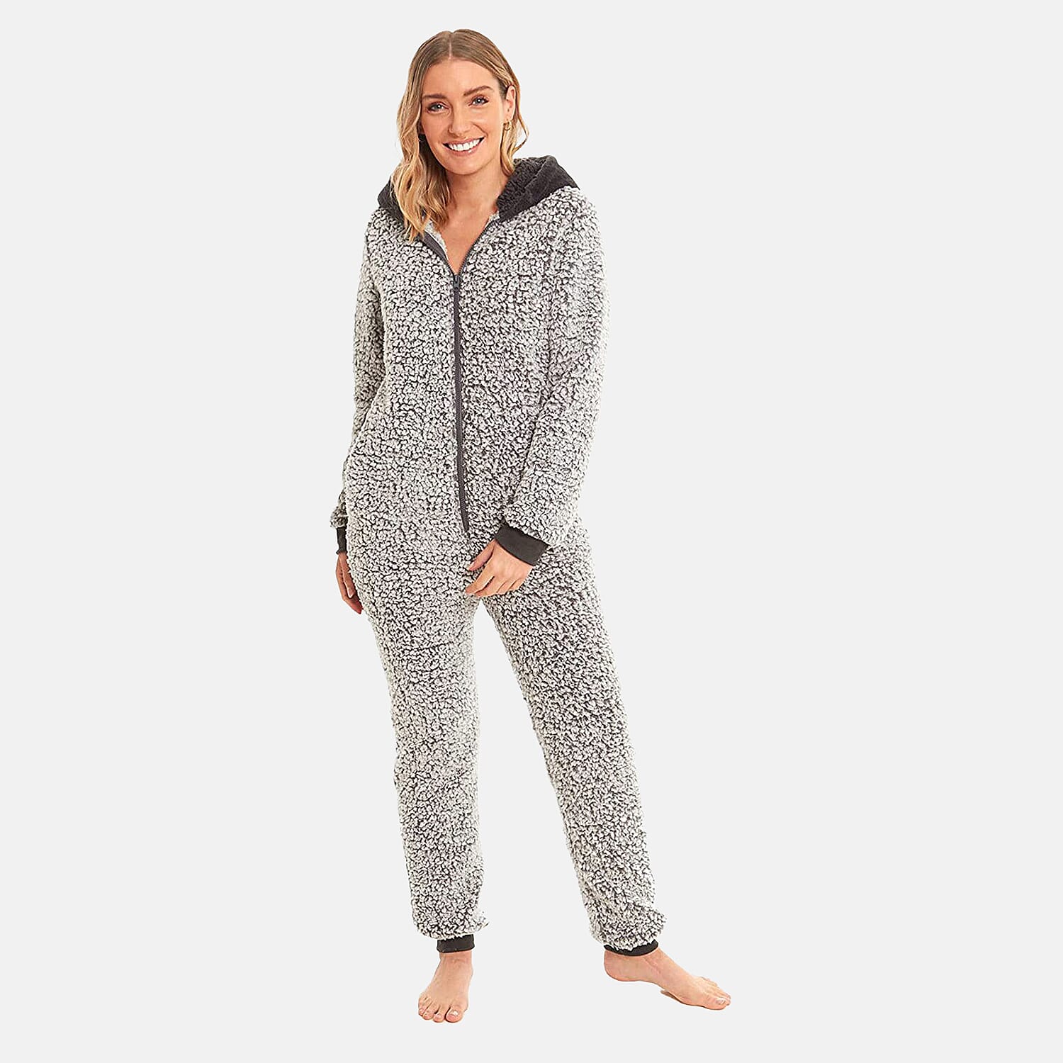 Ladies Teddy Fleece Jumpsuit with Hood