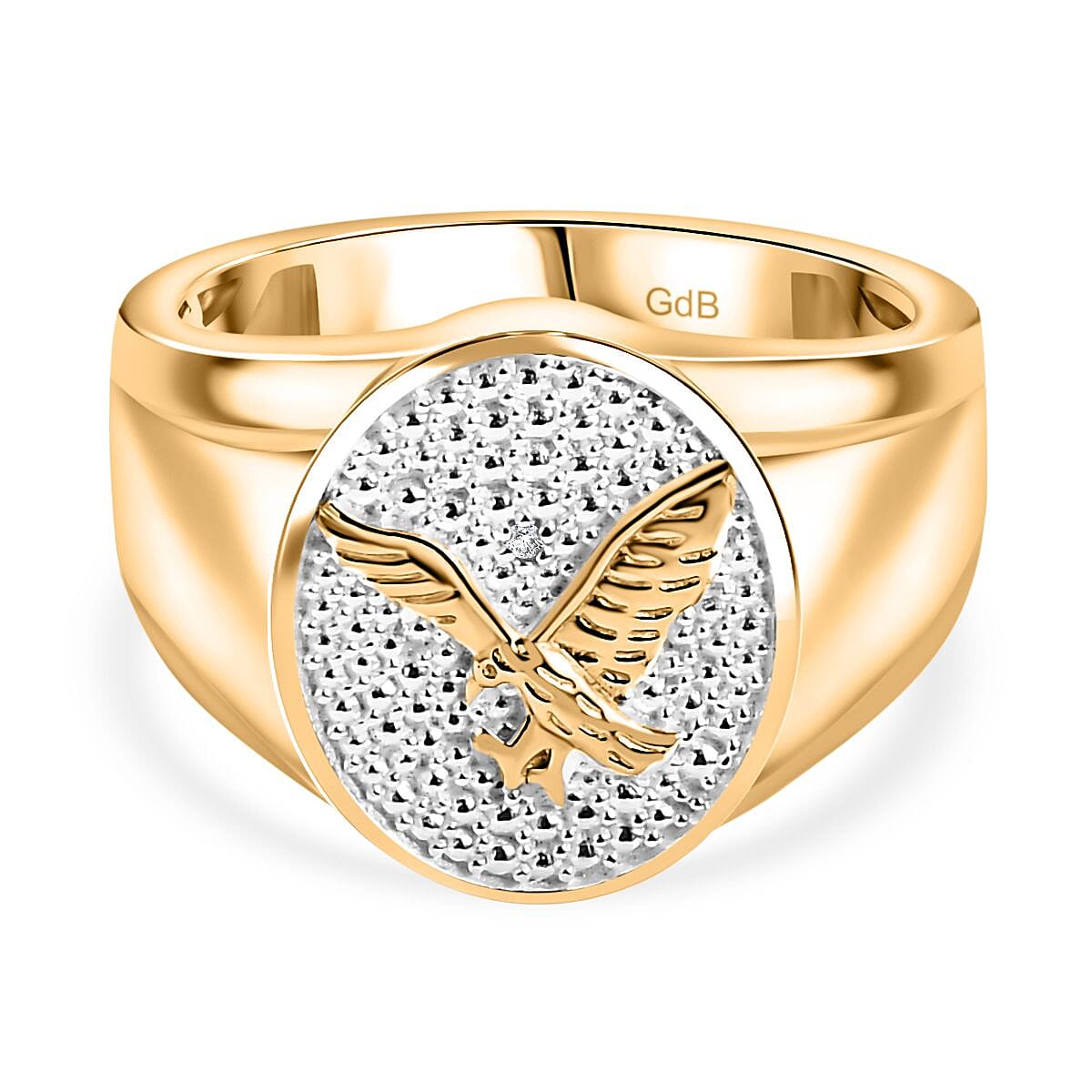 Natural White Diamond Eagle Ring in Gold Bond