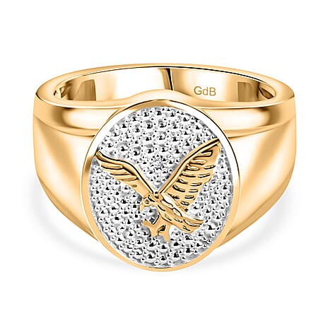 Natural White Diamond Eagle Ring in Gold Bond