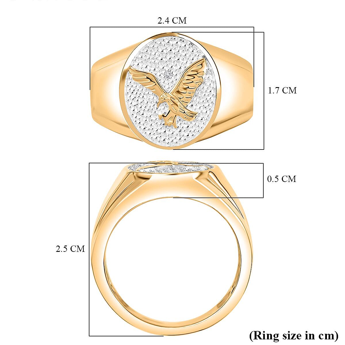 Natural White Diamond Eagle Ring in Gold Bond