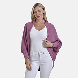 Tamsy Casual Knit Batwing Sleeve Open Cardigan (One Size) - Moss