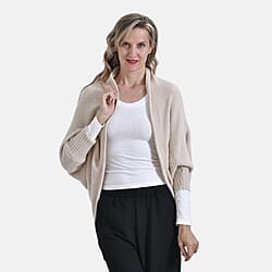 Tamsy Casual Knit Batwing Sleeve Open Cardigan (One Size) - Moss