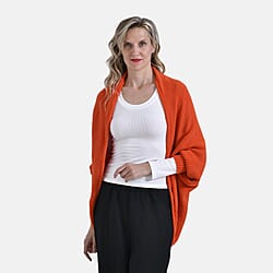 Tamsy Casual Knit Batwing Sleeve Open Cardigan (One Size) - Moss