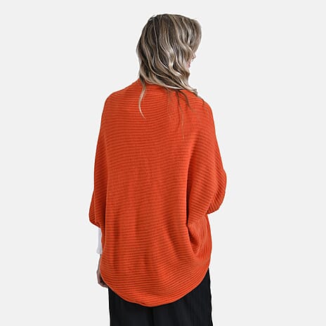 Tamsy Casual Knit Batwing Sleeve Open Cardigan (One Size) - Orange