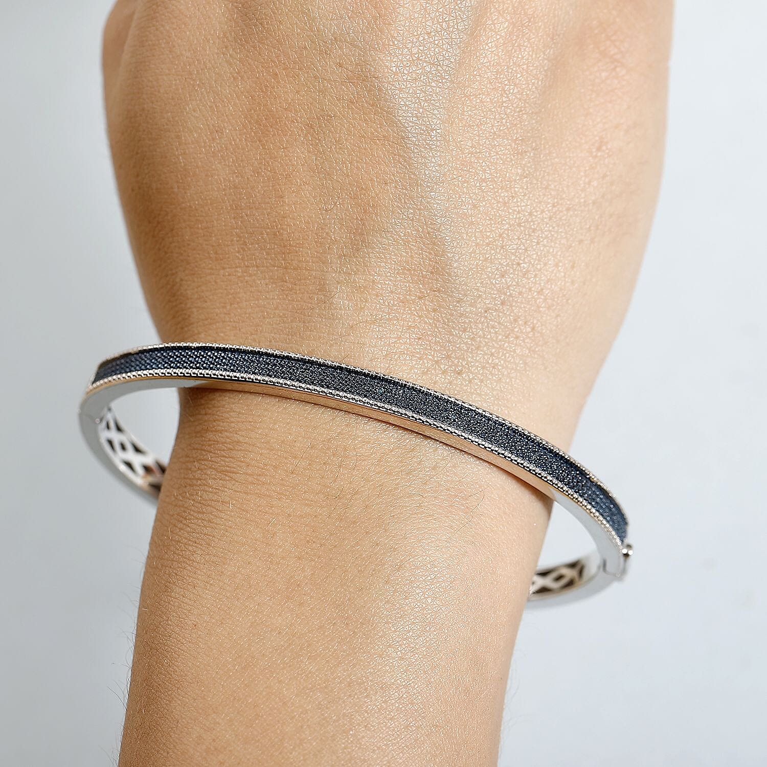 One to Own - Designer Inspired Closeout Deal - Blue Diamond Full Bangle (Size 7.5)