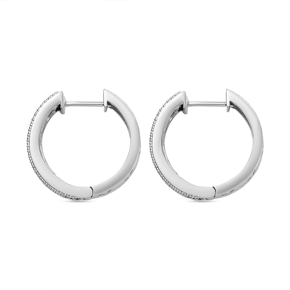 Black Diamond Hoop Earring in Platinum Overlay