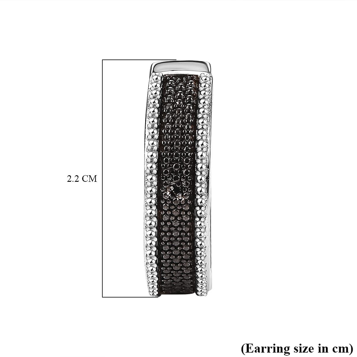 Black Diamond Hoop Earring in Platinum Overlay