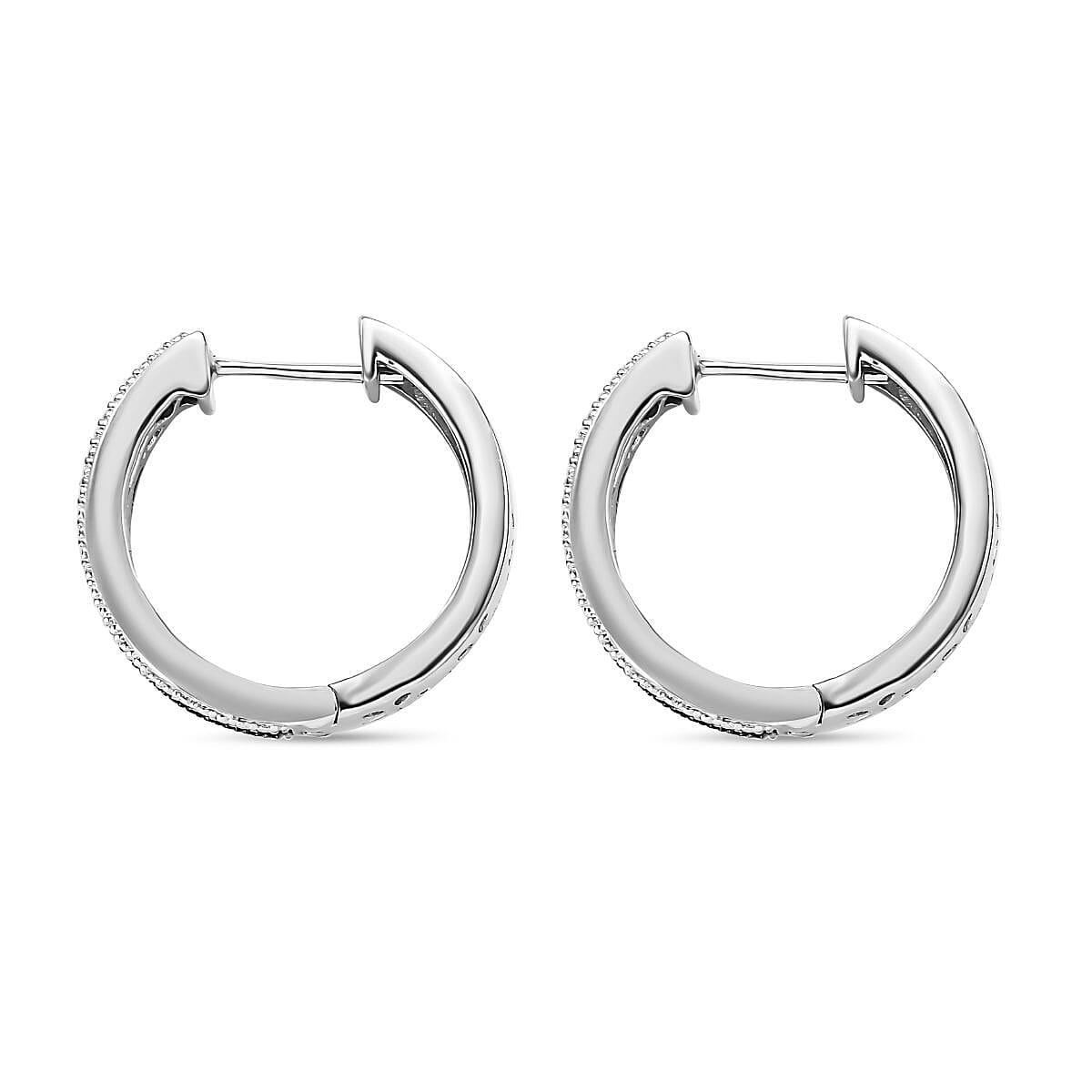 Blue Diamond Hoop Earrings With Clasp