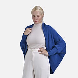 Tamsy Casual & Stylish Knit Batwing Sleeve Cardigan (One Size) - Blue