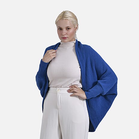 Tamsy Casual & Stylish Knit Batwing Sleeve Cardigan (One Size) - Blue