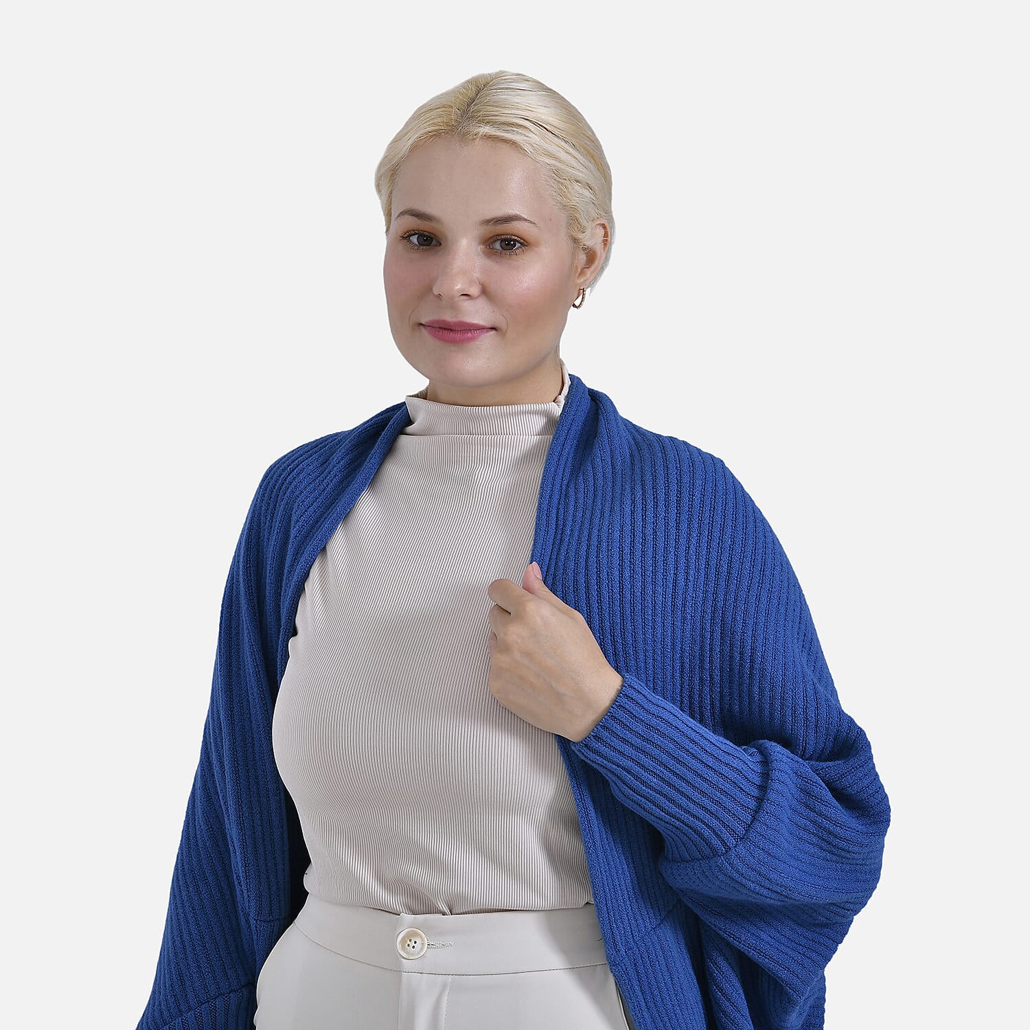 Tamsy Casual & Stylish Knit Batwing Sleeve Cardigan (One Size) - Blue Tamsy Casual & Stylish Knit Batwing Sleeve Cardigan (One Size) - Blue