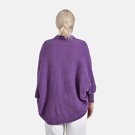 Tamsy Casual & Stylish Knit Batwing Sleeve Cardigan (One Size) - Purple