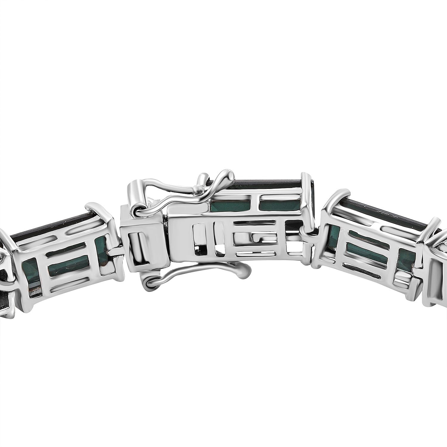 Alexandrite Triplet Quartz Linking Bracelet With GB Lock Box (Size - 7) in Rhodium Overlay Sterling Silver 33.30 Ct.