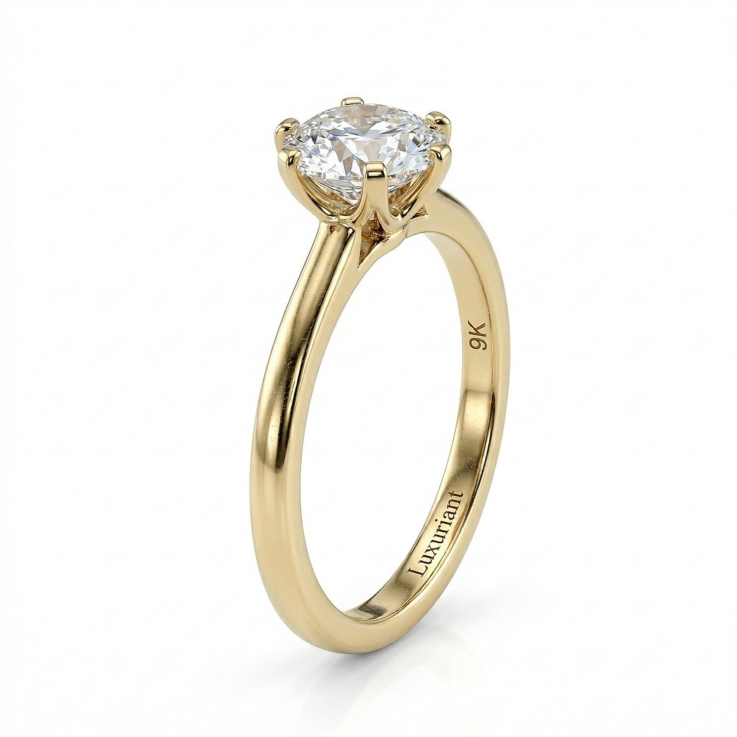 Luxuriant - 9K Yellow Gold SGL Certified Lab Grown Diamond (VS-EF) Solitaire Ring 1.00 Ct.