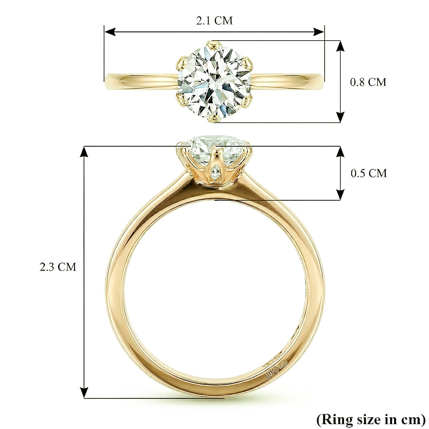 Luxuriant - 9K Yellow Gold SGL Certified Lab Grown Diamond (VS-EF) Solitaire Ring 1.00 Ct.